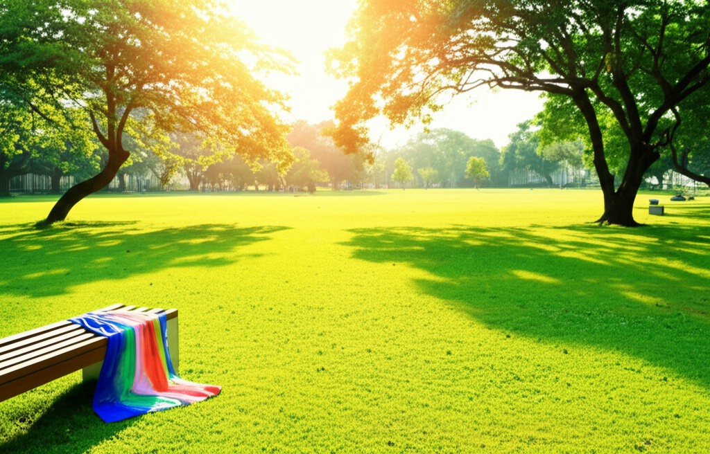 Ảnh chụp chân thực (photorealistic) với tỉ lệ 16:9. Bối cảnh: Một nhóm học sinh, sinh viên đang chụp ảnh kỷ yếu ngoài trời, trong một không gian xanh mát, tràn đầy ánh sáng. Biểu cảm tự nhiên, vui vẻ. Trang phục trẻ trung, năng động.