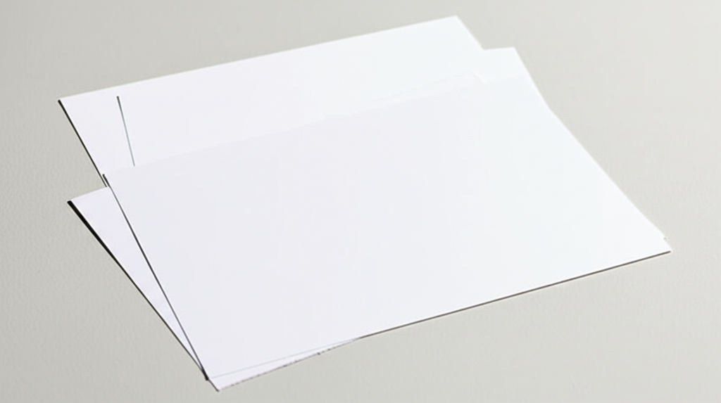Ảnh chụp chân thực (photorealistic) với tỉ lệ 16:9. Bối cảnh tự nhiên, ánh sáng tốt. Không chèn chữ, số, logo, thương hiệu hoặc ký hiệu đặc biệt. Không sáng tạo bao bì, không mô tả trẻ em hoặc đặc điểm giới tính cụ thể. Mô tả: Một bảng so sánh trực quan giữa các phương pháp in giấy tiêu đề, với các tiêu chí như chất lượng, chi phí và thời gian.