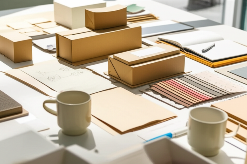 Cán chống trầy – Kéo dài độ mới cho bao bì 9 Ảnh chụp chân thực (photorealistic) với tỉ lệ 16:9. Bối cảnh tự nhiên, ánh sáng tốt. Không chèn chữ, số, logo, thương hiệu hoặc ký hiệu đặc biệt. Không sáng tạo bao bì, không mô tả trẻ em hoặc đặc điểm giới tính cụ thể. Mô tả: Một nhân viên tư vấn của **HOA VIỆT CORP** đang trao đổi với khách hàng về các giải pháp bao bì phù hợp.